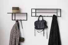 Garderobenpaneel >Seaford< in schwarz, MDF, Stahl - 77x22x28cm (BxHxT)