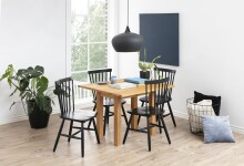 Esszimmerstuhl >Riano< (2er-Set) in schwarz, Rubberwood - 50,5x86x49,5cm (BxHxT)