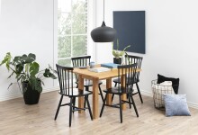 Esszimmerstuhl >Riano< (2er-Set) in schwarz, Rubberwood - 50,5x86x49,5cm (BxHxT)