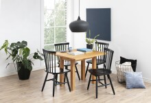 Esszimmerstuhl >Riano< (2er-Set) in schwarz, Rubberwood - 50,5x86x49,5cm (BxHxT)
