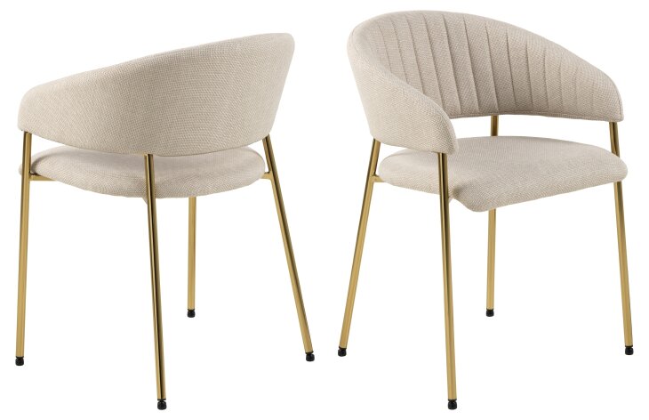 Armlehnstuhl >Ann< (2er-Set) in Beige, gold - 54,5x77,5x54 (BxHxT)