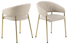 Armlehnstuhl >Ann< (2er-Set) in Beige, gold -...