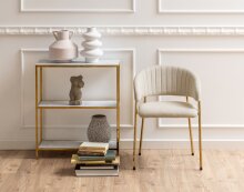 Armlehnstuhl >Ann< (2er-Set) in Beige, gold - 54,5x77,5x54 (BxHxT)