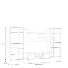 Wohnwand >ALLISTER< in Weiss  / Artisan Eiche - 334x199,6x55cm (BxHxT)