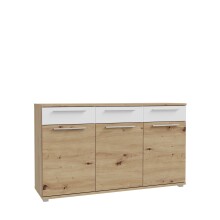 Sideboard >ALLISTER< in Weiss/ Artisan Eiche  - 149,6x87,6x42cm (BxHxT)