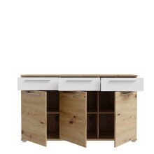 Sideboard >ALLISTER< in Weiss/ Artisan Eiche  - 149,6x87,6x42cm (BxHxT)