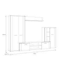 Wohnwand >BIG BANG< in Weiss  / Artisan Eiche - 310x197,6x41,6cm (BxHxT)