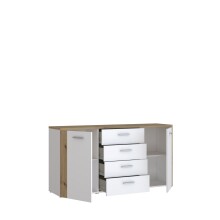 Sideboard >BIG BANG< in Weiss / Artisan Eiche - 159,6x82,4x41,6cm (BxHxT)