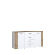 Sideboard >BIG BANG< in Weiss / Artisan Eiche - 159,6x82,4x41,6cm (BxHxT)