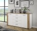 Sideboard >BIG BANG< in Weiss / Artisan Eiche - 159,6x82,4x41,6cm (BxHxT)