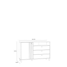 Kommode >KILLARNEY< in Sand / Mauvella Eiche Dekor - 138,1x87x42cm (BxHxT)