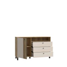 Kommode >KILLARNEY< in Sand / Mauvella Eiche Dekor - 138,1x87x42cm (BxHxT)