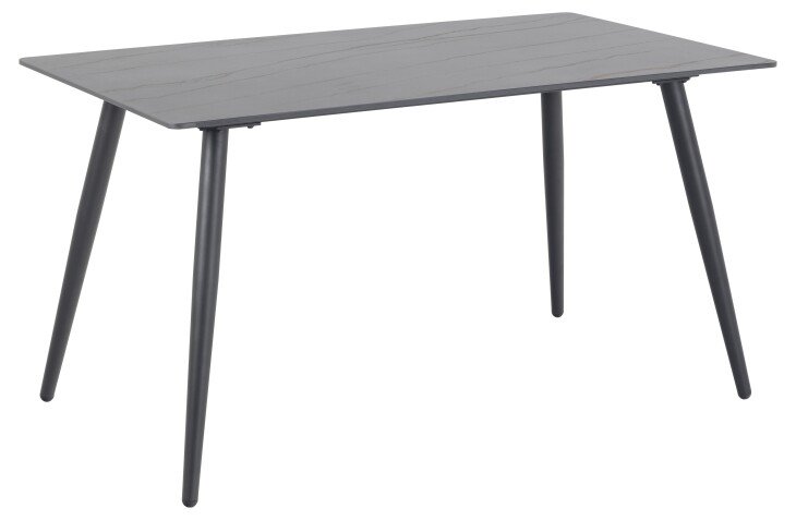 Esstisch >Wicklow< in schwarz, Keramik, Stahl - 140x75x80cm (BxHxT)