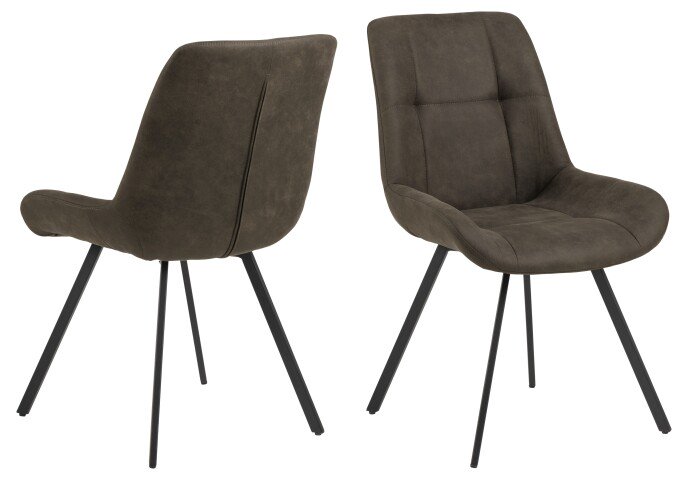 Polsterstuhl >Waylor< (2er-Set) in Grau, Polyester, Stahl - 54x88x58,5cm (BxHxT)