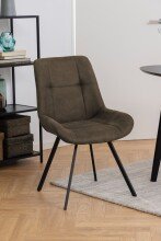 Polsterstuhl >Waylor< (2er-Set) in Grau, Polyester, Stahl - 54x88x58,5cm (BxHxT)