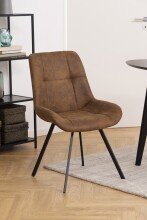 Polsterstuhl >Waylor< (2er-Set) in camel, Polyester, Stahl - 54x88x58,5 (BxHxT)