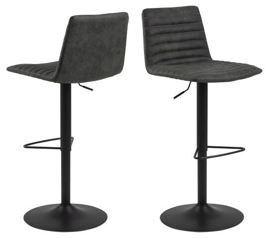 Barhocker >Kimmy< (2er-Set) in anthrazit, Polyester, Stahl - 50x110,5x46 (BxHxT)