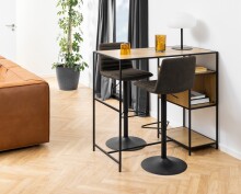 Barhocker >Kimmy< (2er-Set) in anthrazit, Polyester, Stahl - 50x110,5x46 (BxHxT)