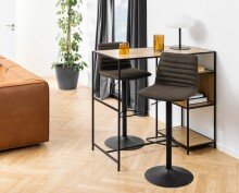 Barhocker >Kimmy< (2er-Set) in anthrazit, Polyester, Stahl - 50x110,5x46 (BxHxT)