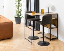 Barhocker >Kimmy< (2er-Set) in anthrazit, Polyester, Stahl - 50x110,5x46 (BxHxT)