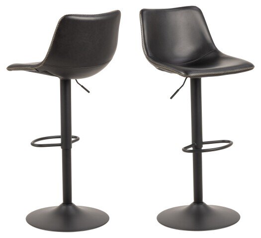 Barhocker >I_Oregon< in schwarz, Polyurethan, Stahl - 47x110x51cm (BxHxT)