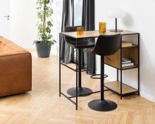 Barhocker >I_Oregon< in schwarz, Polyurethan, Stahl - 47x110x51cm (BxHxT)