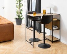 Barhocker >I_Oregon< in schwarz, Polyurethan, Stahl - 47x110x51cm (BxHxT)