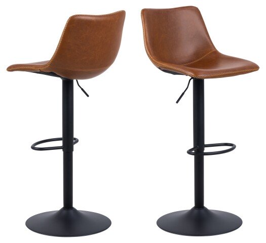 Barhocker >I_Oregon< in cognac, Polyurethan, Stahl - 47x110x51cm (BxHxT)