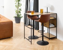 Barhocker >I_Oregon< in cognac, Polyurethan, Stahl - 47x110x51cm (BxHxT)
