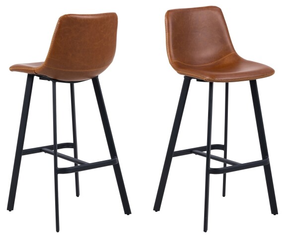 Barhocker >I_Oregon< (2er-Set) in cognac - 46,5x103x50 (BxHxT)