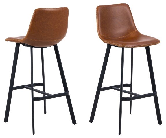 Barhocker >I_Oregon< (2er-Set) in cognac - 46,5x103x50 (BxHxT)