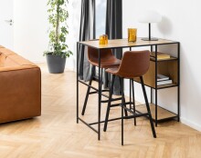 Barhocker >I_Oregon< (2er-Set) in cognac - 46,5x103x50 (BxHxT)