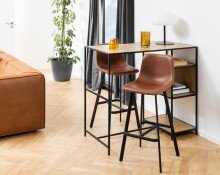 Barhocker >I_Oregon< (2er-Set) in cognac - 46,5x103x50 (BxHxT)