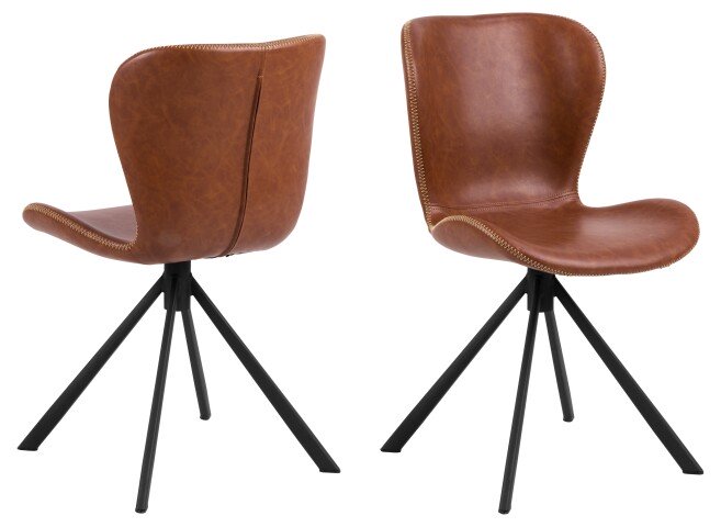 Drehstuhl >Batilda -A1< in cognac, Polyurethan, Stahl - 46,5x81x53cm (BxHxT)