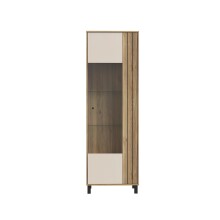 Vitrine >KILLARNEY< in Sand/ Mauvella Eiche Dekor - 63,4x195,8x42cm (BxHxT)