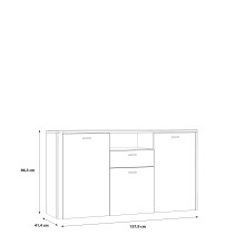Sideboard >LEOKADIA< in Artisan Eiche Dekor / grau - 157,9x86,3x41,4cm (B/H/T)