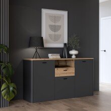 Sideboard >LEOKADIA< in Artisan Eiche Dekor / grau...