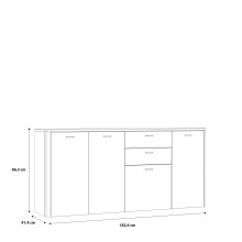 Sideboard >LEOKADIA< in Artisan Eiche Dekor / grau - 182,6x86,3x41,4cm (B/H/T)