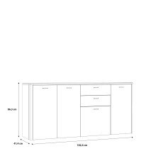 Sideboard >LEOKADIA< in Artisan Eiche Dekor / grau - 182,6x86,3x41,4cm (B/H/T)