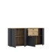 Sideboard >LEOKADIA< in Artisan Eiche Dekor / grau - 182,6x86,3x41,4cm (B/H/T)