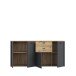 Sideboard >LEOKADIA< in Artisan Eiche Dekor / grau - 182,6x86,3x41,4cm (B/H/T)