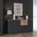 Sideboard >LEOKADIA< in Artisan Eiche Dekor / grau - 182,6x86,3x41,4cm (B/H/T)