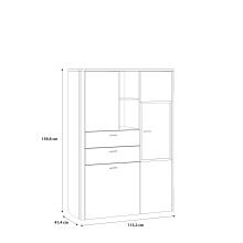 Highboard >LEOKADIA< in Artisan Eiche Dekor / grau - 113,2x159,8x41,4 (BxHxT)
