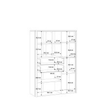Highboard >LEOKADIA< in Artisan Eiche Dekor / grau - 113,2x159,8x41,4 (BxHxT)