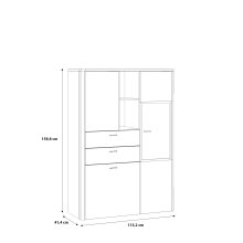 Highboard >LEOKADIA< in Artisan Eiche Dekor / grau - 113,2x159,8x41,4 (BxHxT)