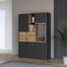 Highboard >LEOKADIA< in Artisan Eiche Dekor / grau - 113,2x159,8x41,4 (BxHxT)