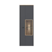 Vitrine >LEOKADIA< in Artisan Eiche Dekor / grau - 73,2x211,1x41,4 (B/H/T)
