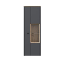 Vitrine >LEOKADIA< in Artisan Eiche Dekor / grau - 73,2x211,1x41,4 (B/H/T)