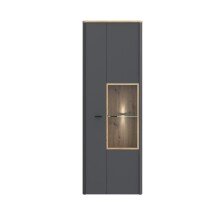 Vitrine >LEOKADIA< in Artisan Eiche Dekor / grau - 73,2x211,1x41,4 (B/H/T)