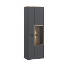 Vitrine >LEOKADIA< in Artisan Eiche Dekor / grau - 73,2x211,1x41,4 (B/H/T)